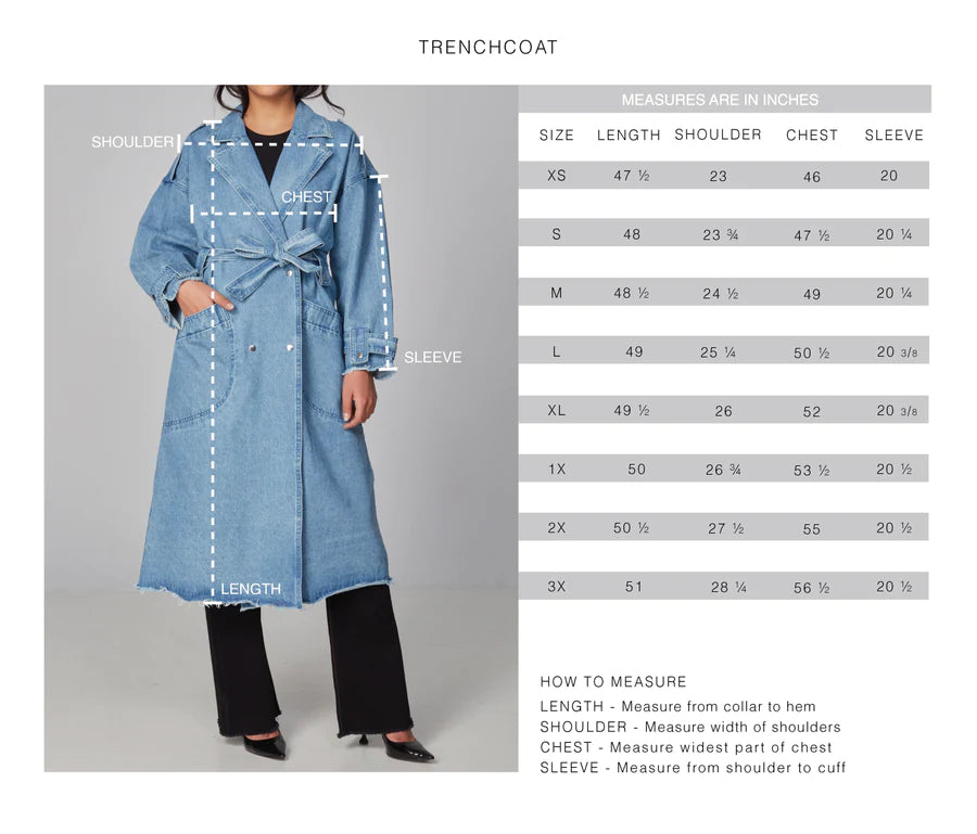 Lola- Denim Trench Coat Powder Blue