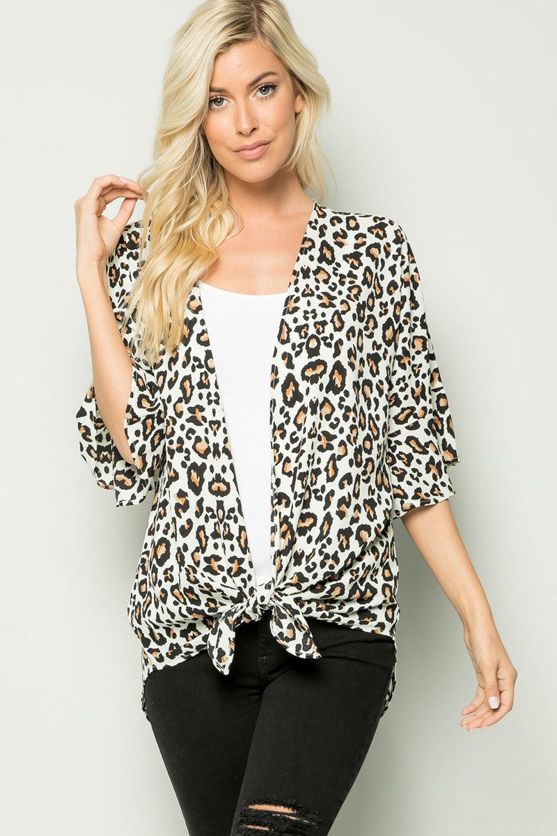 Sweet and Lovely- Leopard Kimono with Ruffle Sleeves