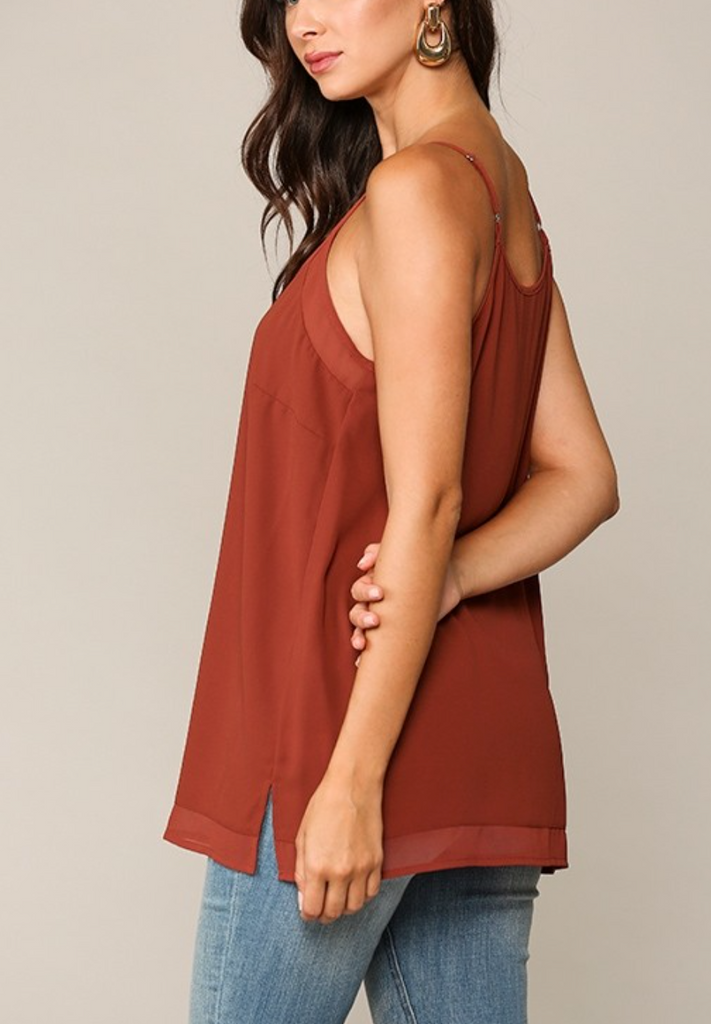 Gigio- Adjustable Tank with Sheer Panel in Rust