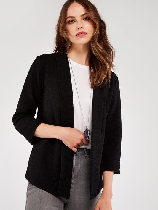 Apricot- Black Knitted Boucle Blazer