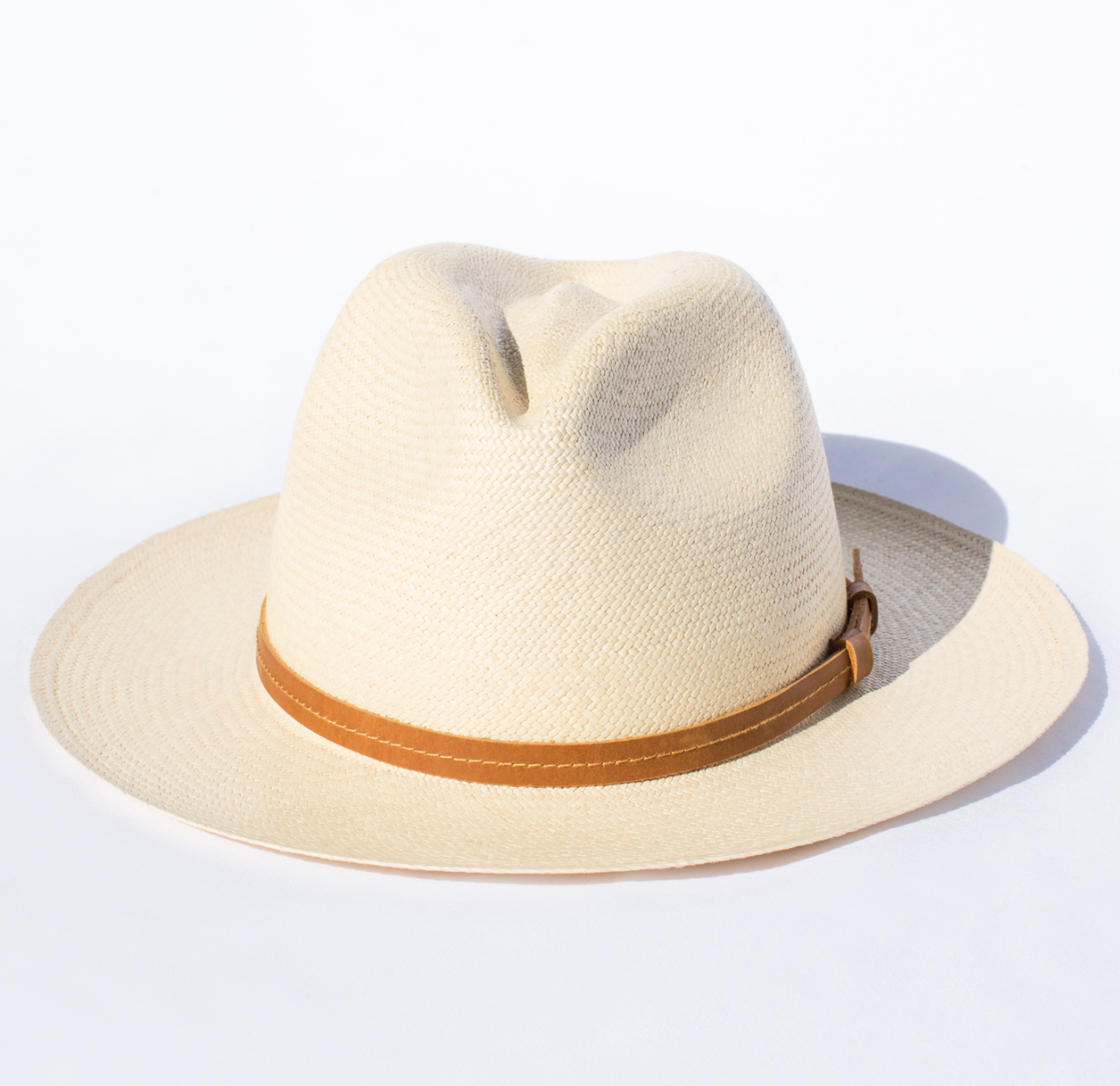 Elegancia Tropical Hats- Classic Natural Panama Hat with Leather Headband - Unisex