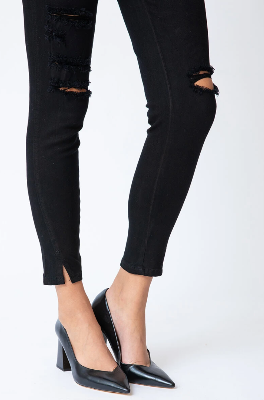 Kancan- Claire Low Rise Ankle Skinny Jeans in Black