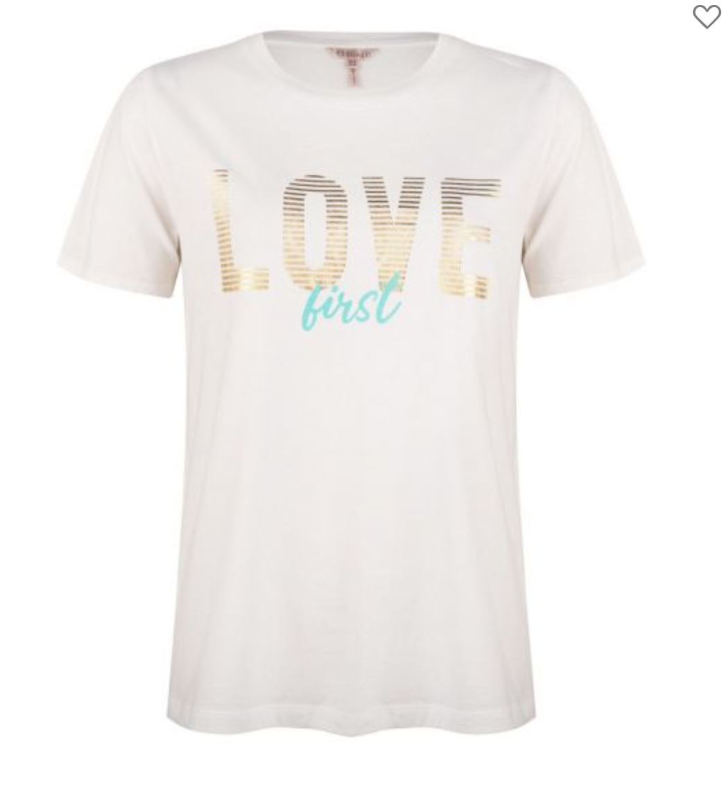 Esqualo- Love First Tee in Off White