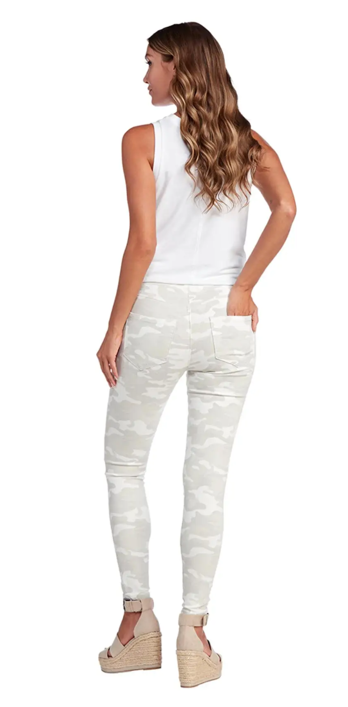 Mud Pie- Elyse Denim Legging in White Camo