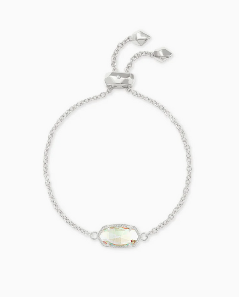 Kendra Scott- Elaina Silver Adjustable Chain Bracelet In Dichroic Glass