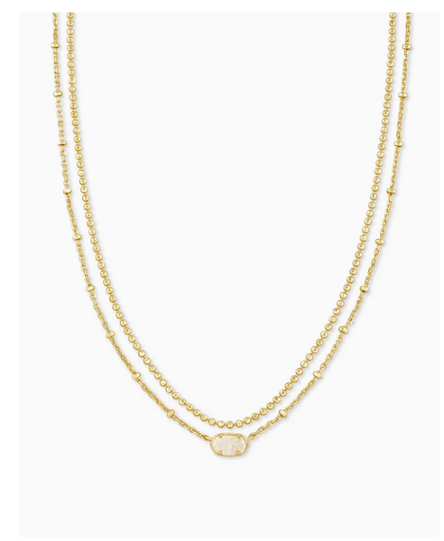 Kendra Scott- Emilie Gold Multi Strand Necklace In Iridescent Drusy