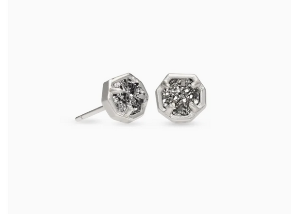 Kendra Scott- Nola Silver Stud Earrings In Platinum Drusy