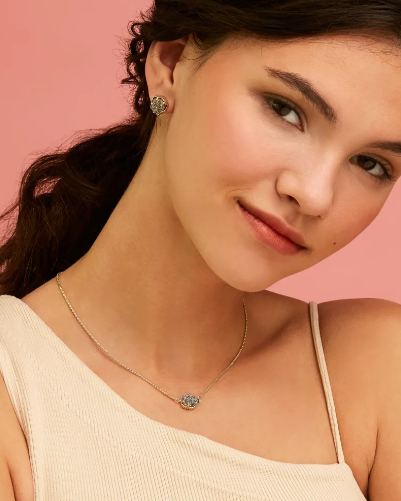 Kendra Scott- Tessa Silver Stud Earrings in Platinum Druzy