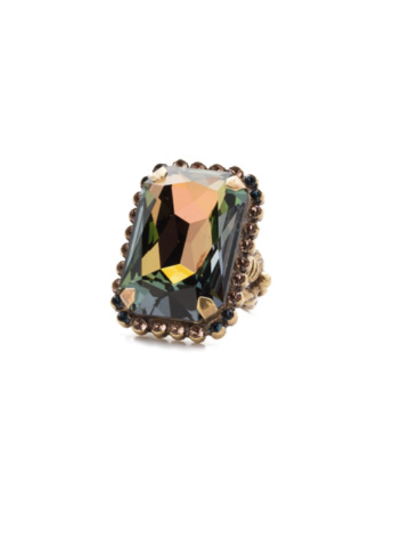 Sorrelli- Luxurious Emerald-Cut Cocktail Ring in Selvedge Denim