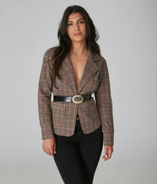 Lola Jeans- Gia Knitted Blazer in Jaquard Gingham