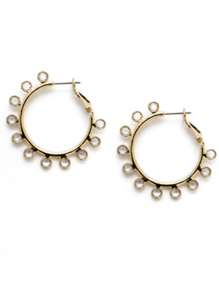 Sorrelli- Charming Hoop Earrings in Gold Crystal