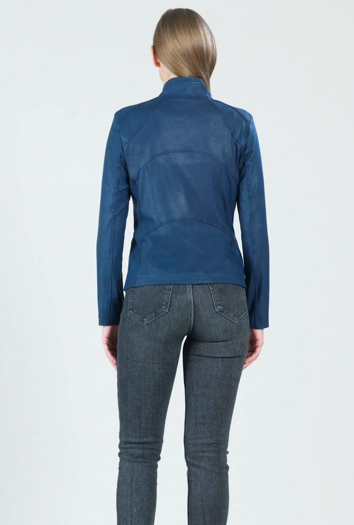 Clara Sun woo- Liquid Leather Knit Jacket with Hem Zip Details