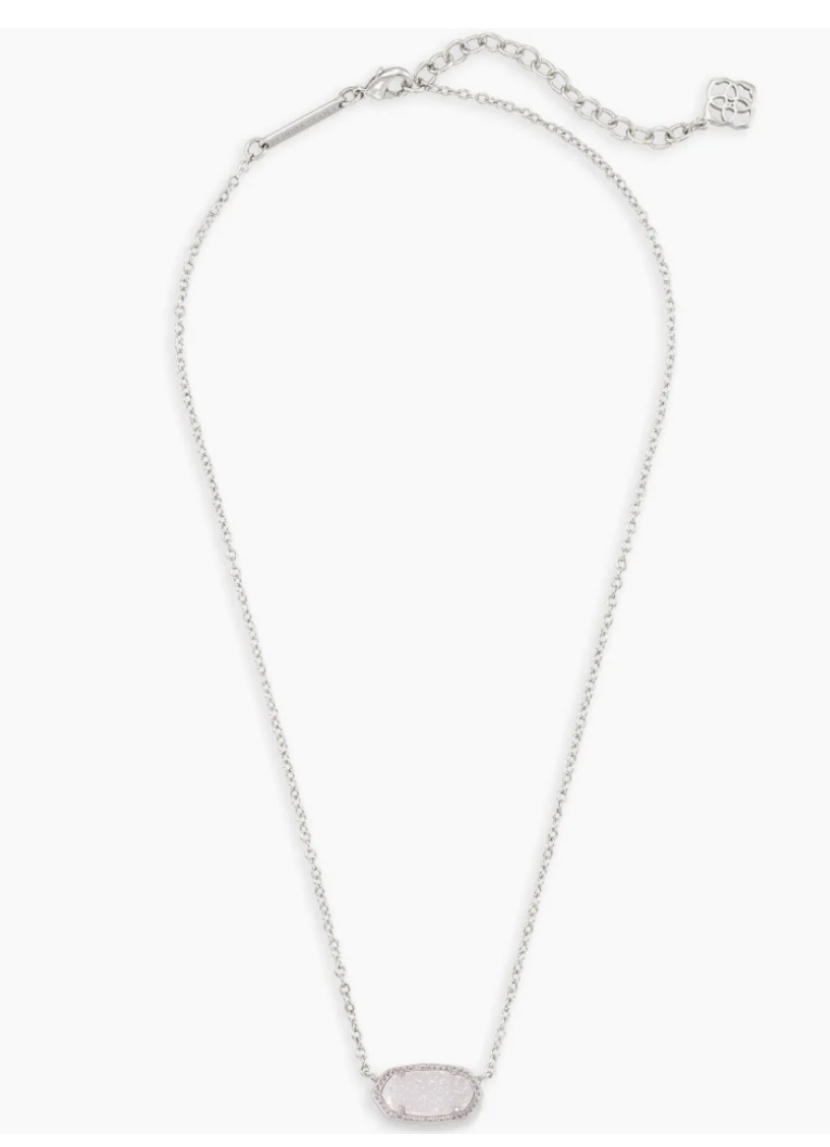 Kendra Scott- Elisa Silver Pendant Necklace in Iridescent Druzy