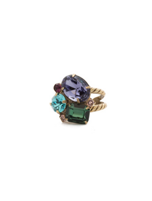 Sorrelli- Emerald Cluster Ring in Jewel Tone