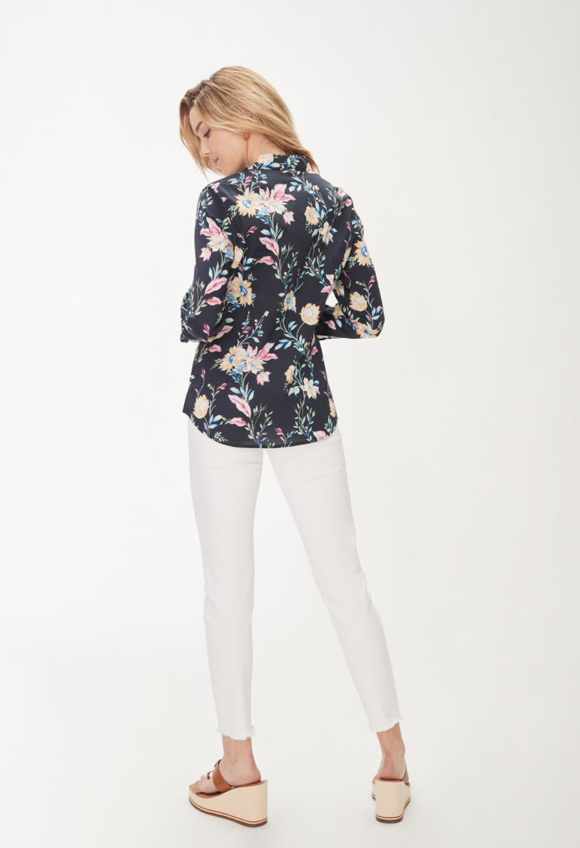 FDJ- Classic Long Sleeve Printed Shirt in Navy Floral