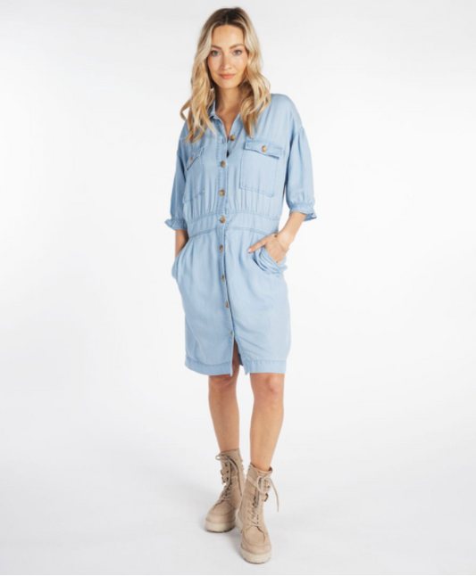 Esqualo- Tencel Button Up Dress