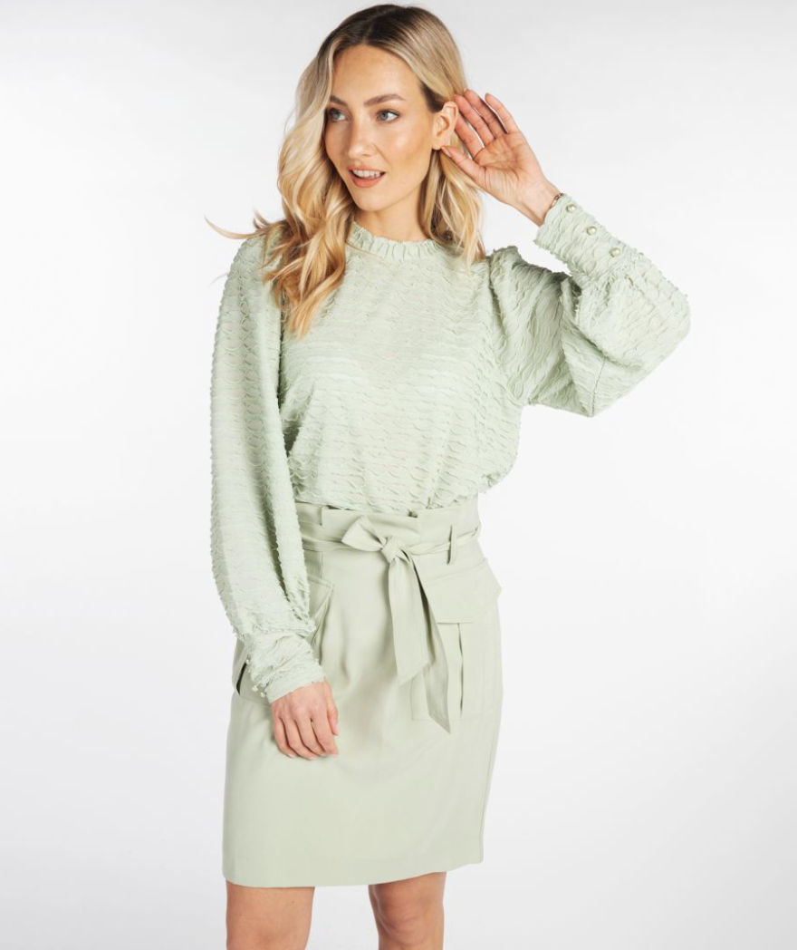 Esqualo- Dobby Skirt with Tie in Swamp Green