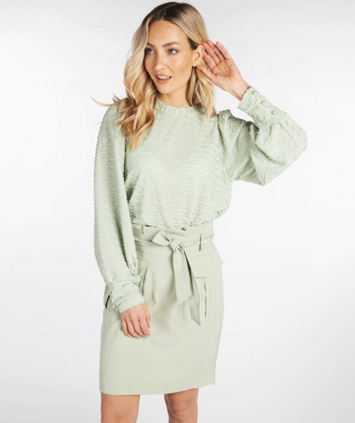 Esqualo- Dobby Skirt with Tie in Swamp Green