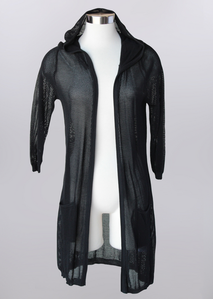 KEREN HART- HOODED NETTED CARDIGAN IN ASSORTED COLORS