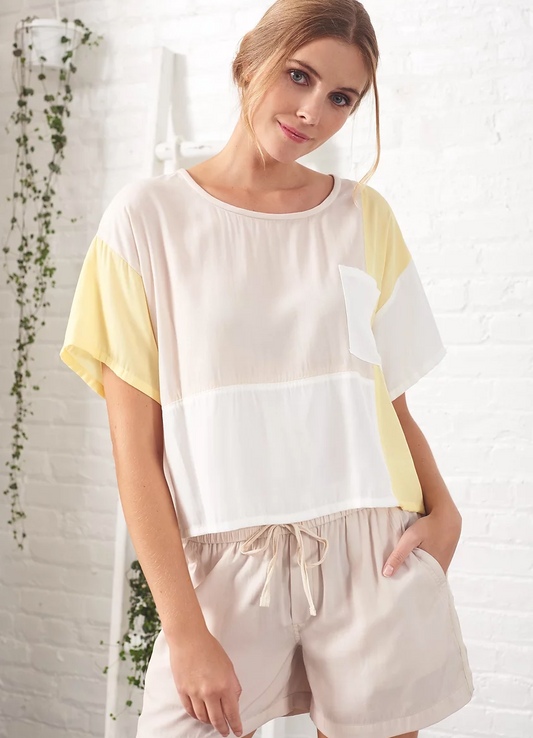 208 West- Color Blocked Top in Sunshine Combo