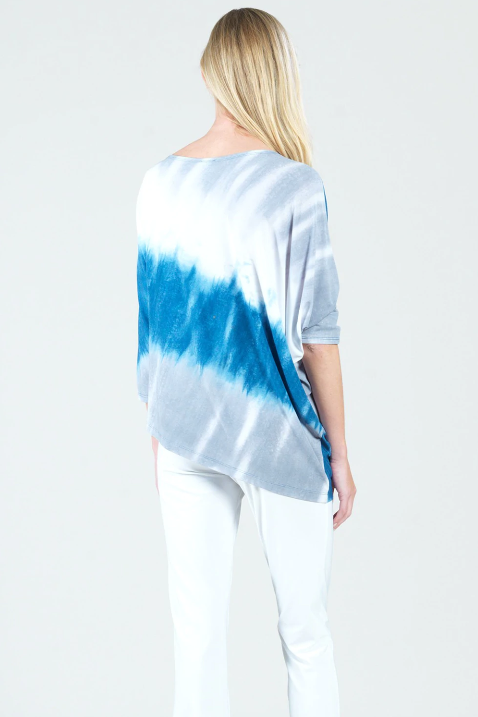 Clara Sun Woo- Ombre Print Half & Half Sleeve Top - Blue/White