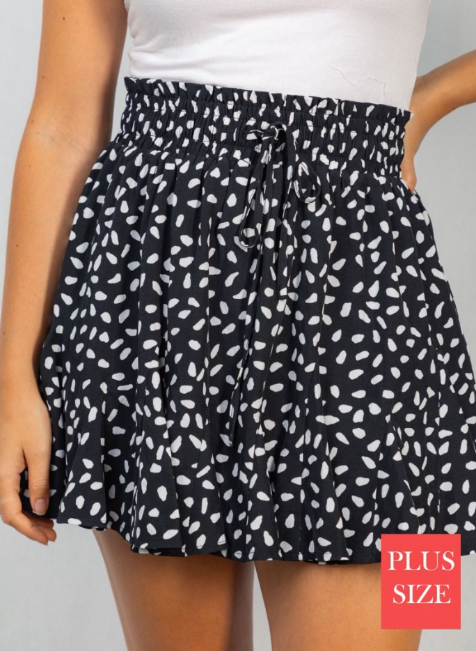 White Birch- Skirt with Short underneath in Black and White Print