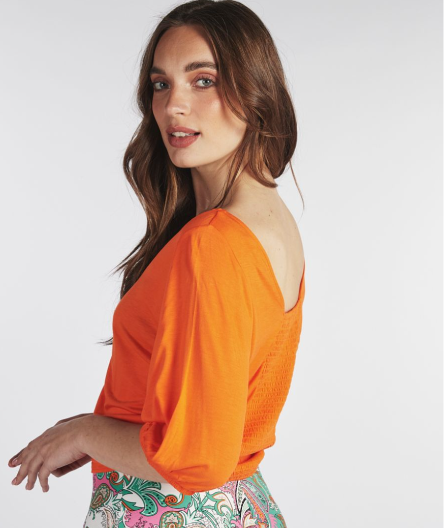 ESQUALO- Pull Cord T-Shirt in Orange