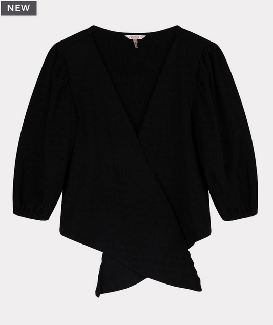 Esqualo- Fancy Tie Knot Cardigan in Black