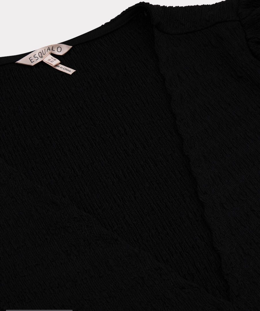 Esqualo- Fancy Tie Knot Cardigan in Black