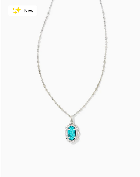 Kendra Scott- Piper Silver Pendant Necklace in Variegated Turquoise Magnesite