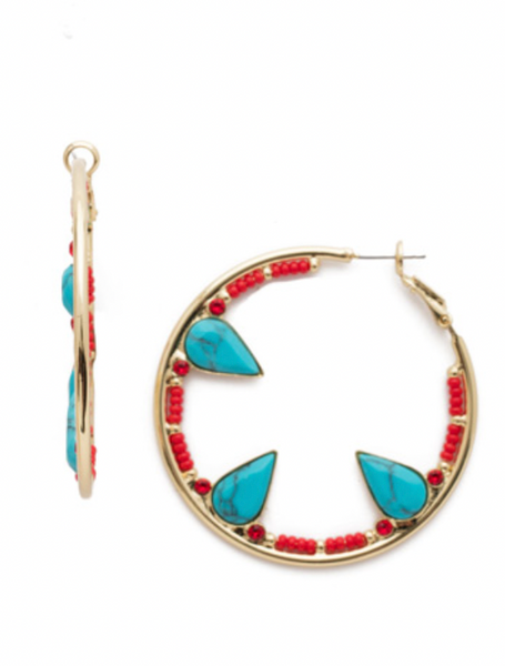 Sorrelli- Crescent Hoop Earring in Ruby Moroccan Turquoise