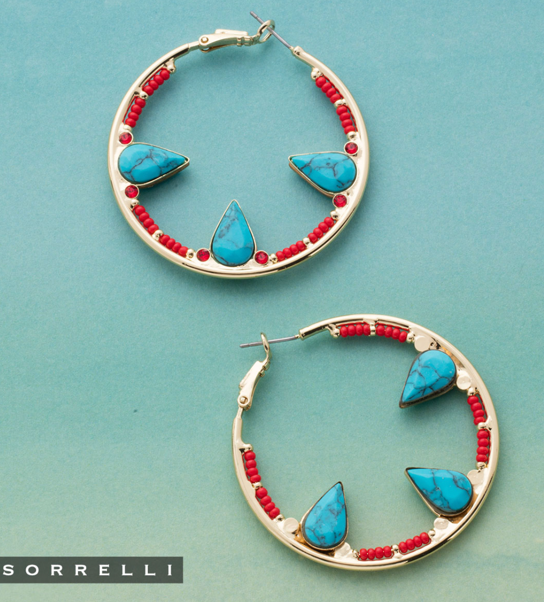 Sorrelli- Crescent Hoop Earring in Ruby Moroccan Turquoise