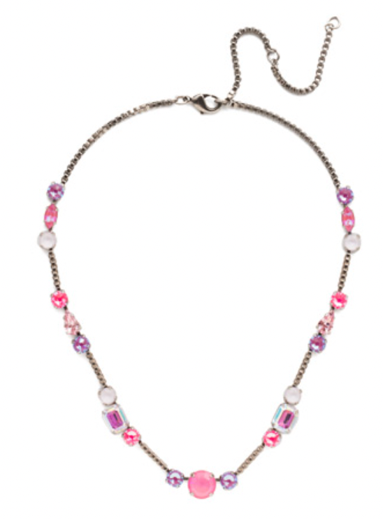 Sorrelli- Poppy Tennis Necklace in Electric Pink