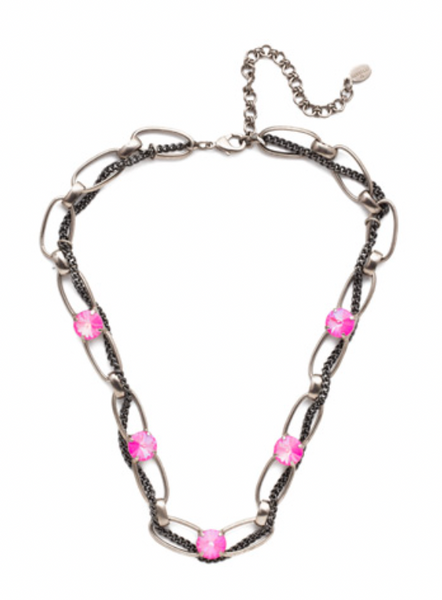 Sorrelli- Milania Tennis Necklace in Electric Pink