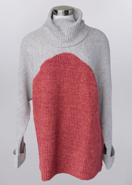 Keren Hart- Turtleneck Sweater in Grey/Rust