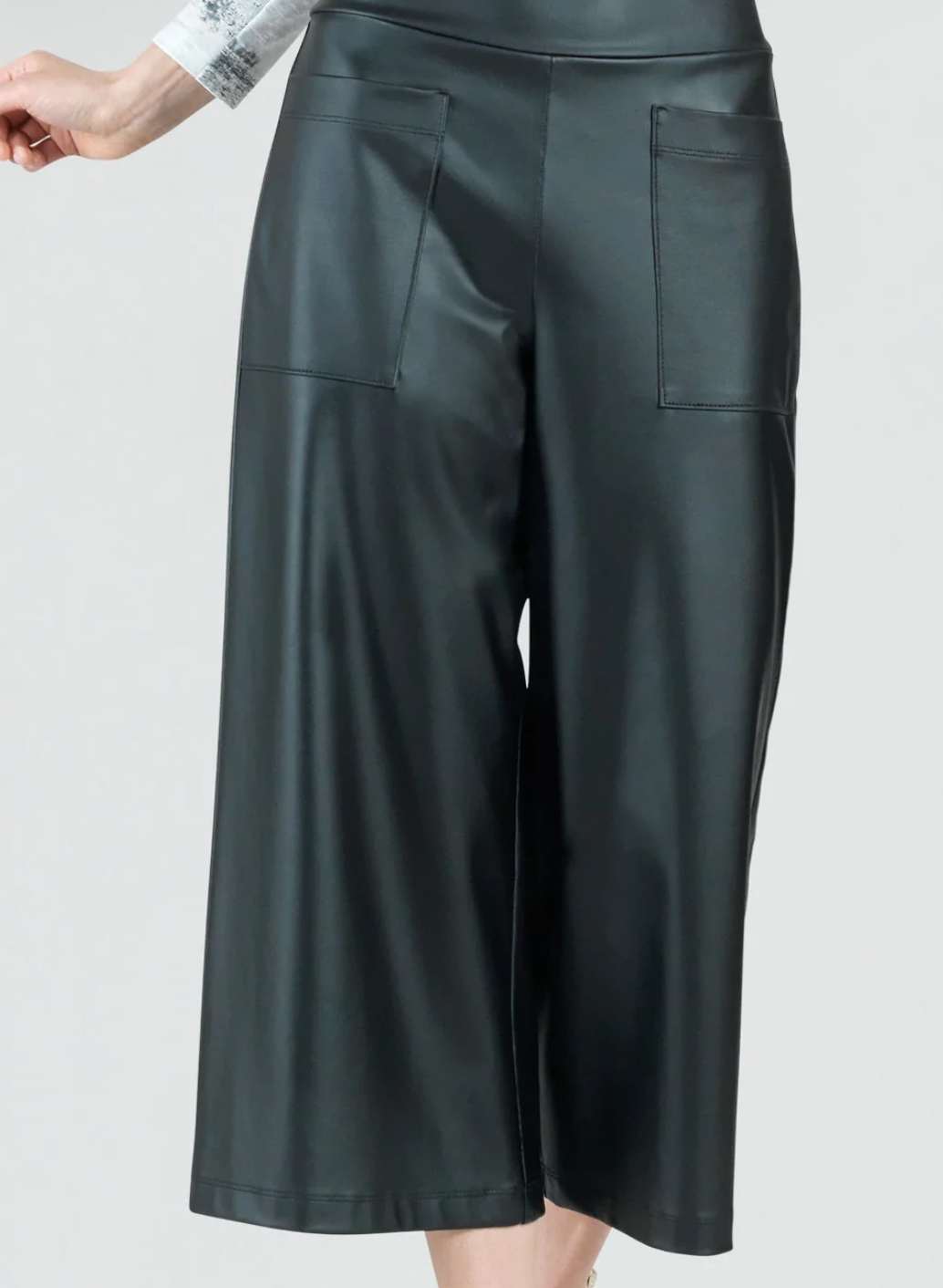 Clara Sun Woo- Liquid Leather Gaucho Pant in Black