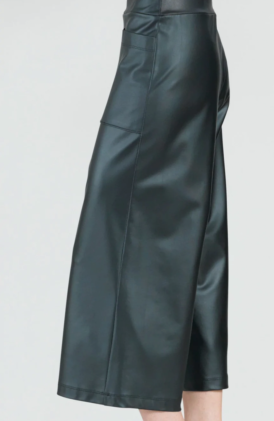 Clara Sun Woo- Liquid Leather Gaucho Pant in Black
