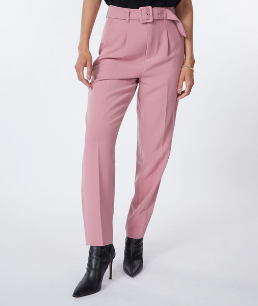 Esqualo- City Trouser with Belt in Vintage Rose