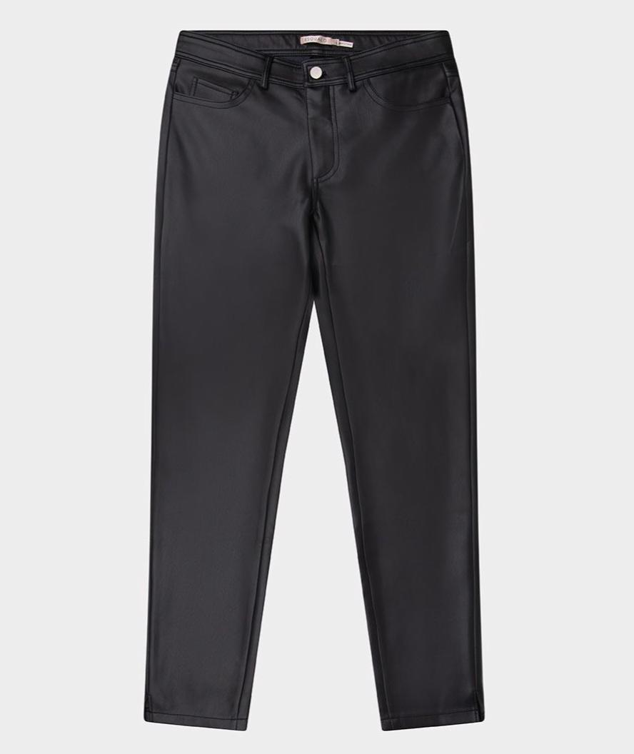 Esqualo- Skinny Leg Faux Leather Pants in Black