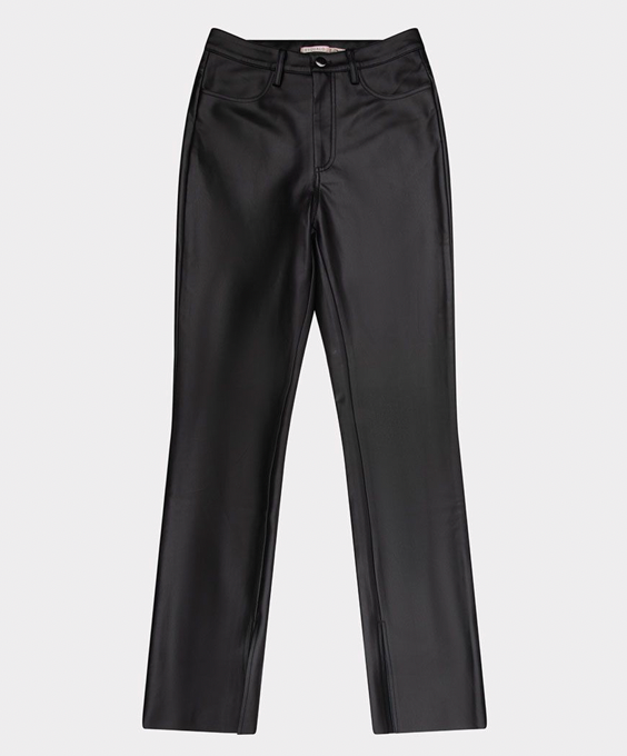 Esqualo- Flare Faux Leather Pants in Black