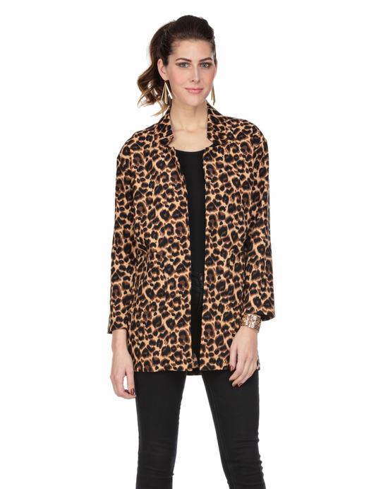 JADE- Brown Leopard Open Jacket