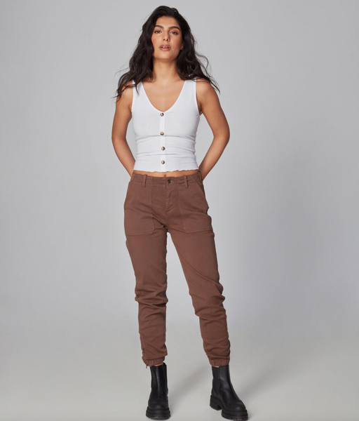 Lola Jeans- Olivia Cropped Joggers in Chocolate Brown