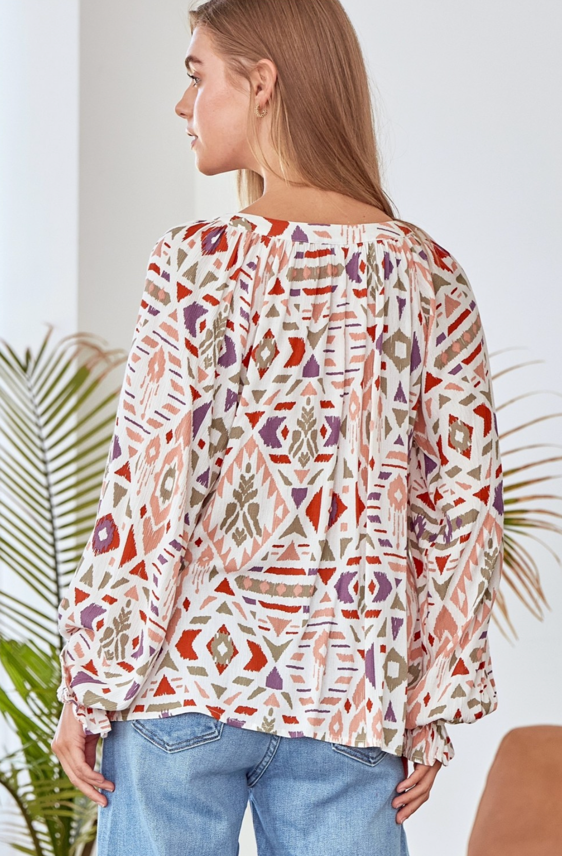 Andree by Unit- Printed Woven Top in Ivory Multi