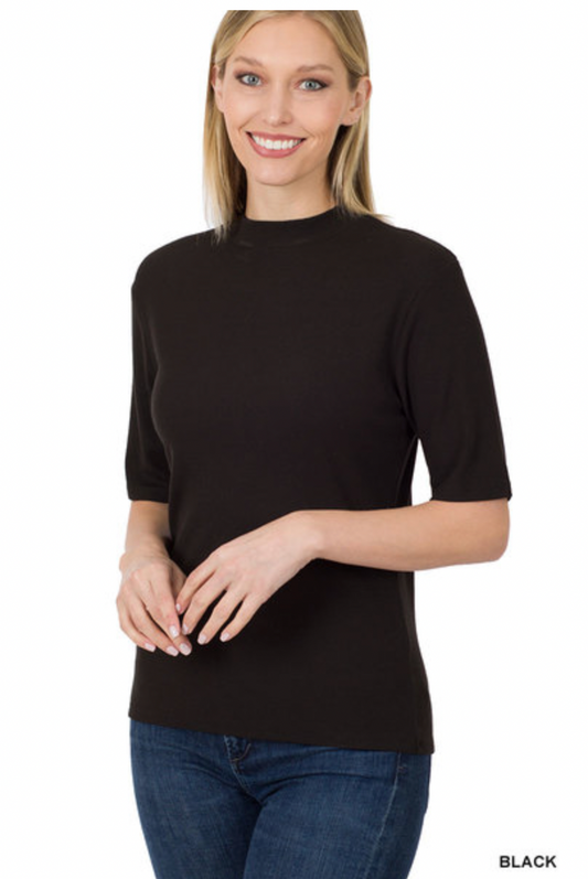 Zenana- Ribbed Modal Mock Neck