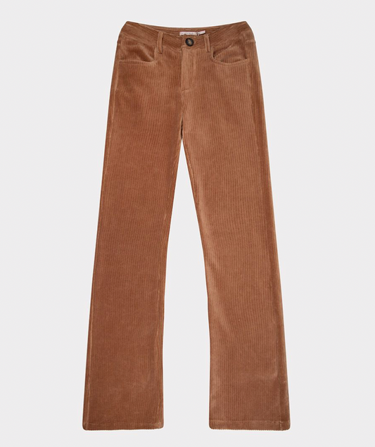 Esqualo- Flair Rib Corduroy Pants in Copper Brown