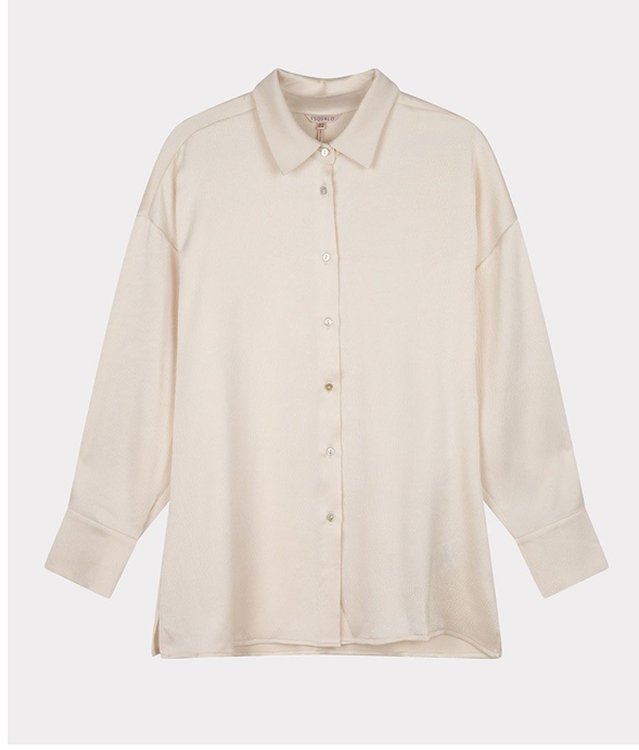 Esqualo- Oversized Satin Blouse in Off White