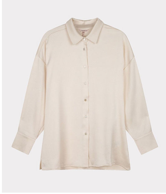 Esqualo- Oversized Satin Blouse in Off White