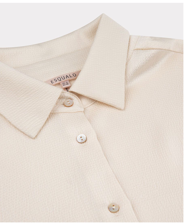 Esqualo- Oversized Satin Blouse in Off White
