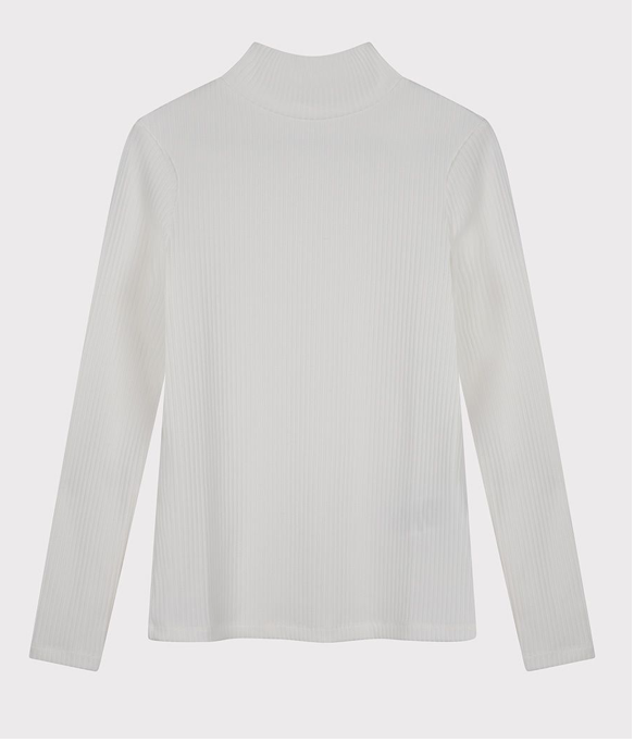 Esqualo- Ribbed Mock Neck in White