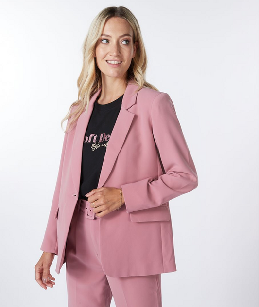 Esqualo- One Button Blazer in Vintage Rose